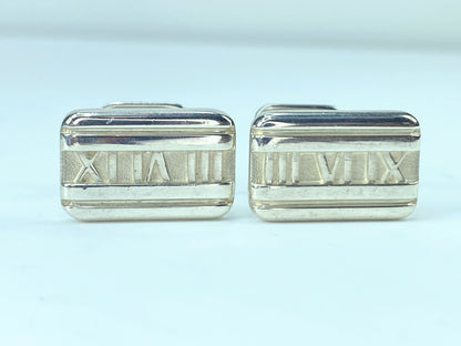 Italy Tiffany & Co Sterling Silver Atlas Roman Numeral Cufflink 15.5g JR9578