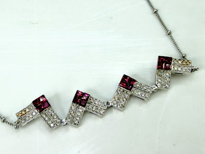 Italian 14K White Gold Ruby Diamond Expandable Cross Necklace 22.4g 17" JR2000