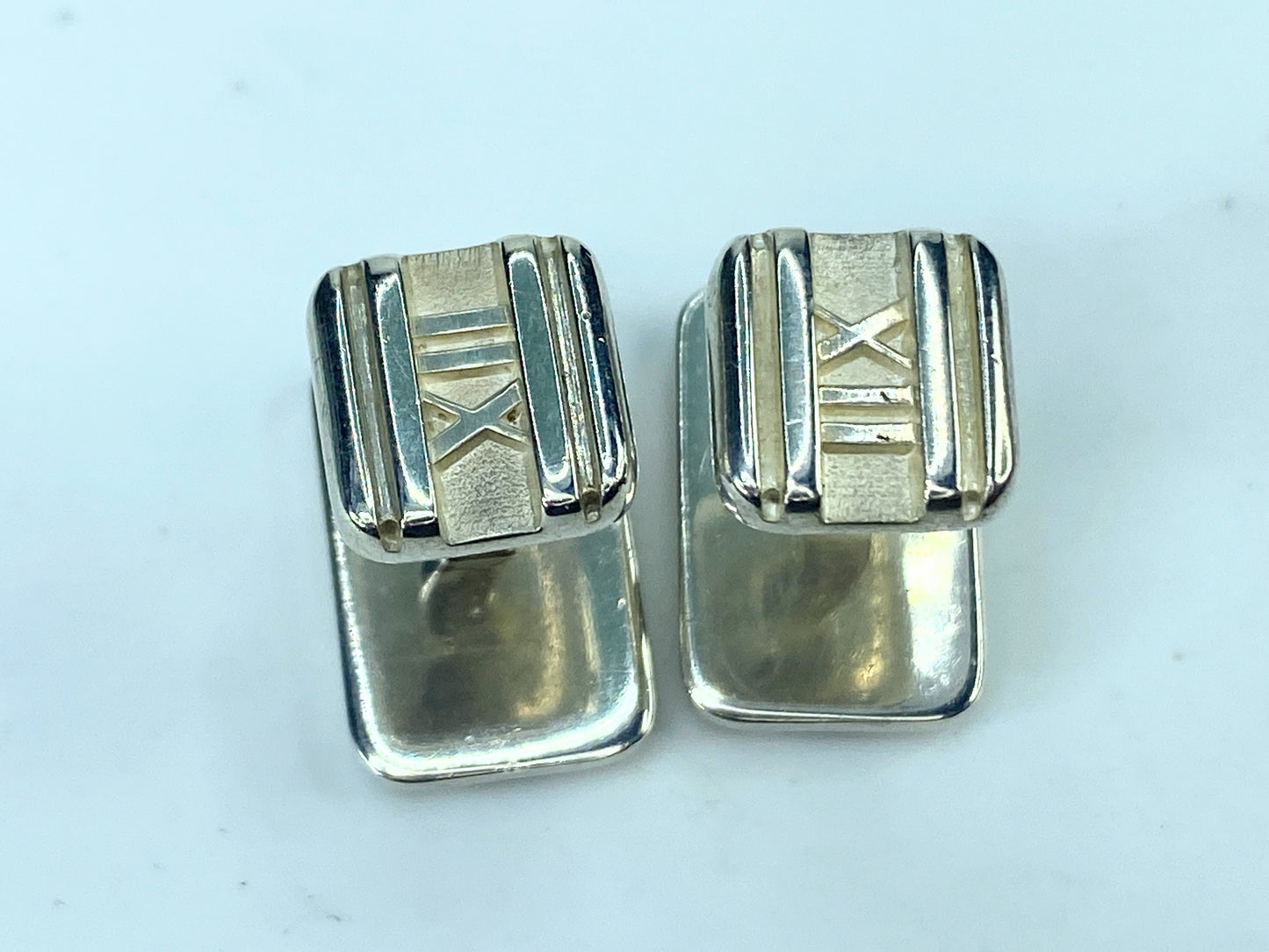 Italy Tiffany & Co Sterling Silver Atlas Roman Numeral Cufflink 15.5g JR9578