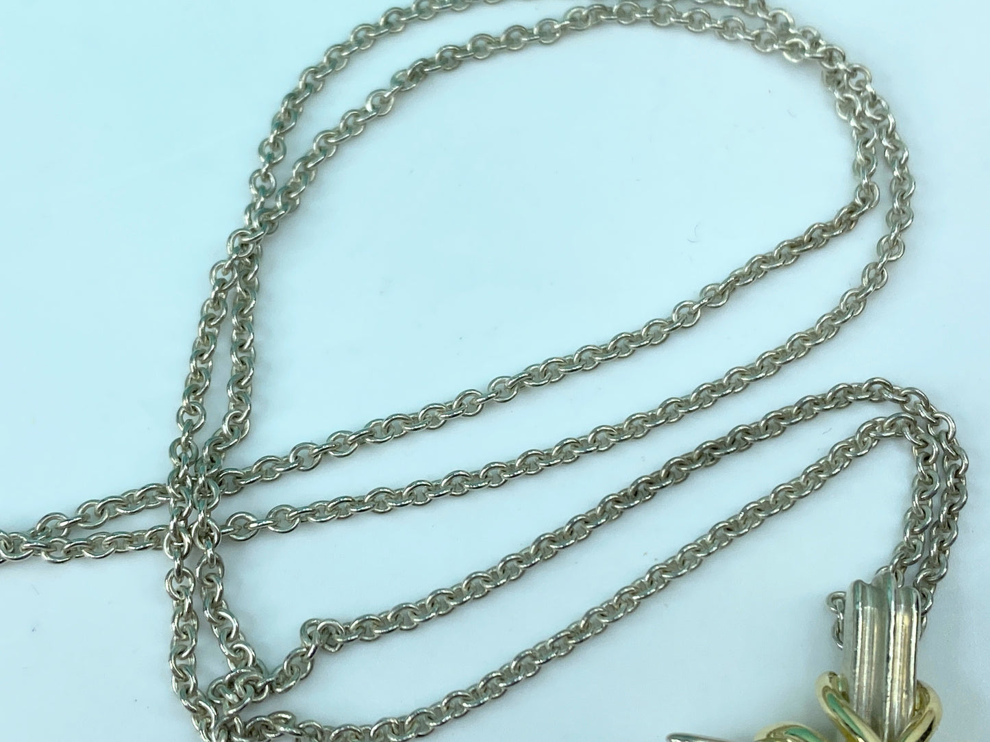 Tiffany & Co Cross Necklace Sterling Silver 18K Gold Pendant necklace 18" JR720