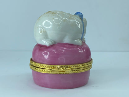 Vintage Takahashi Cat Pillow Pink Trinket Box A23