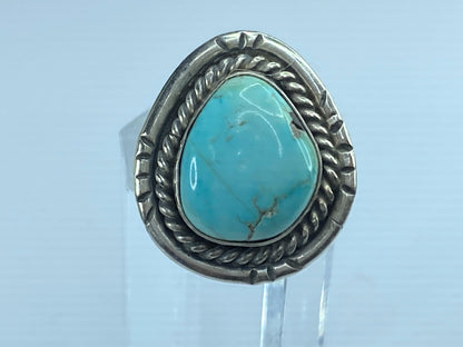 SouthWestern old pawn Blue turquoise rope accent ring