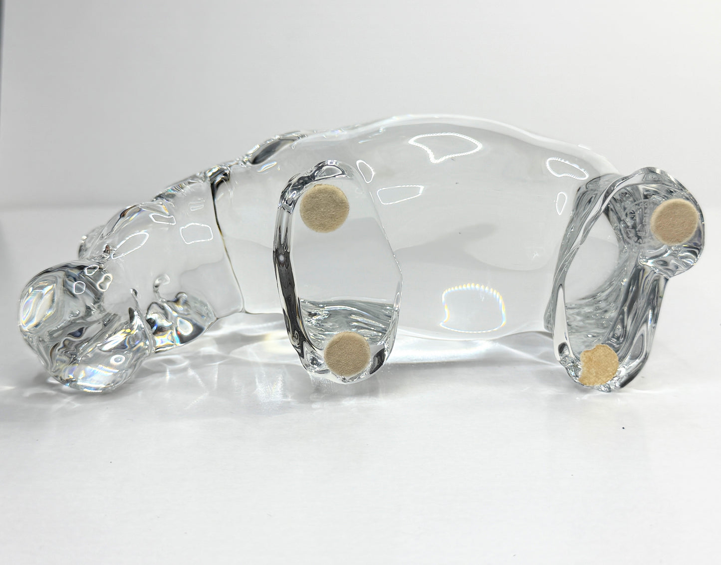 Baccarat France Crystal Hippopotamus Paperweight Signed Heavy Sculptural A772