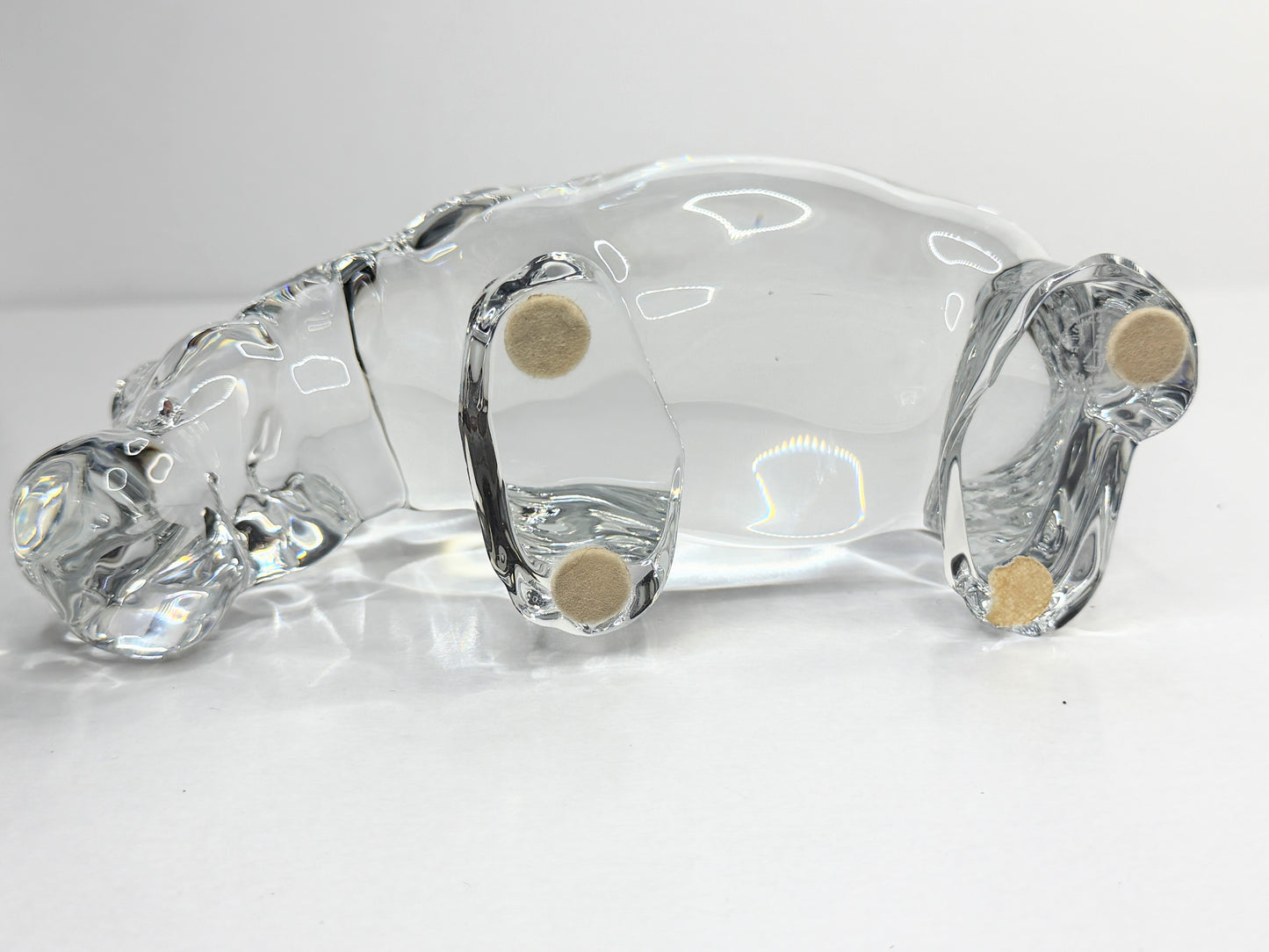 Baccarat France Crystal Hippopotamus Paperweight Signed Heavy Sculptural A772