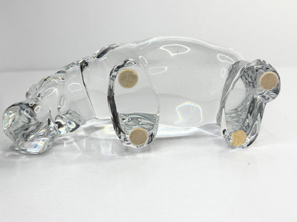 Baccarat France Crystal Hippopotamus Paperweight Signed Heavy Sculptural A772