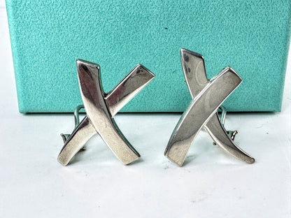 Vintage Tiffany & Co. Paloma Picasso Graffiti X Sterling Clip Earrings JR2004