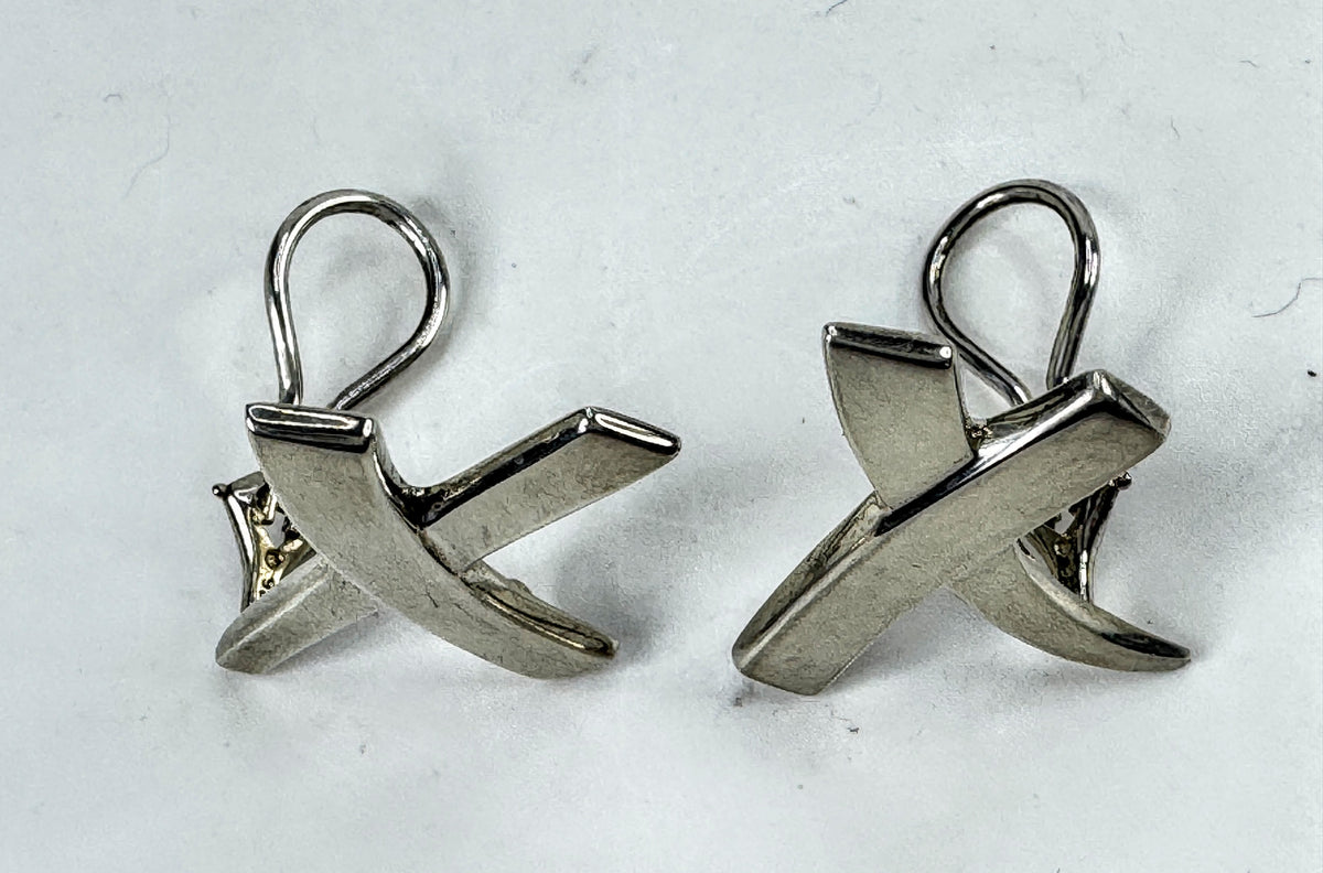 Vintage Tiffany & Co. Paloma Picasso Graffiti X Sterling Clip Earrings JR2004
