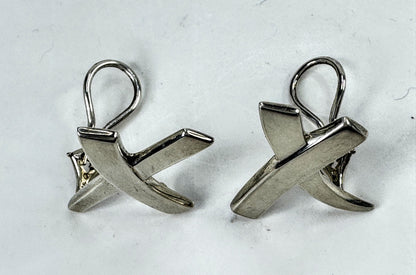 Vintage Tiffany & Co. Paloma Picasso Graffiti X Sterling Clip Earrings JR2004