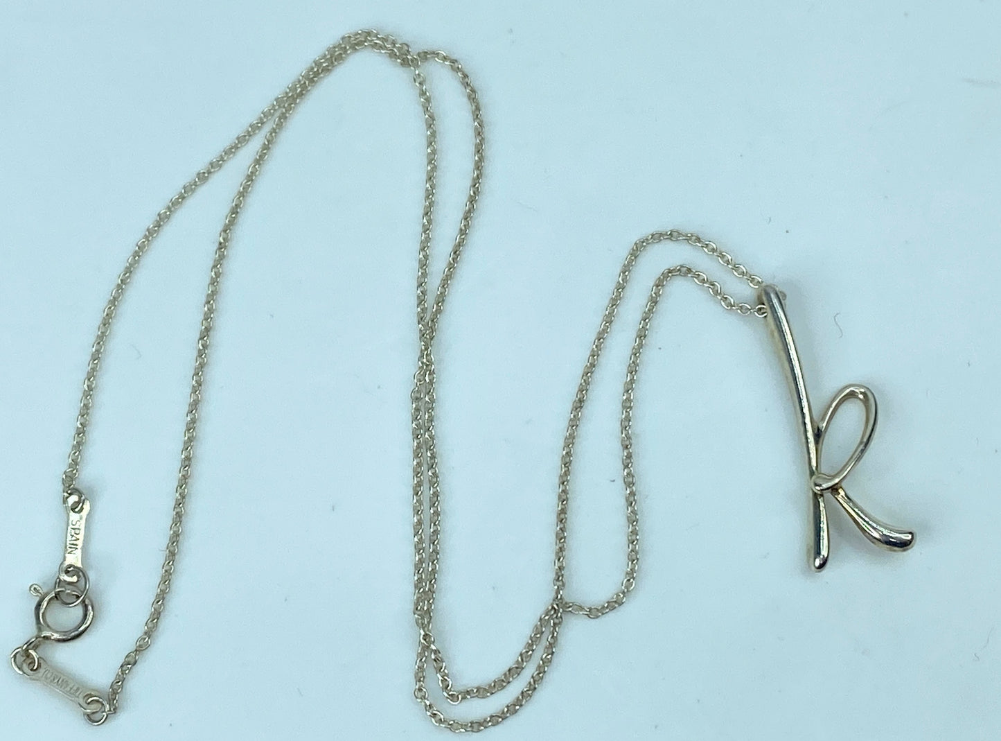 Tiffany & Co Elsa Peretti Alphabet Sterling Silver "k" Initial Necklace JR722