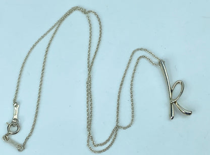 Tiffany & Co Elsa Peretti Alphabet Sterling Silver "k" Initial Necklace JR722