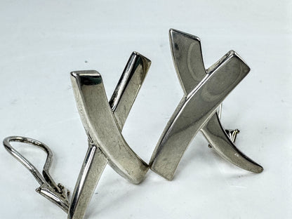 Vintage Tiffany & Co. Paloma Picasso Graffiti X Sterling Clip Earrings JR2004