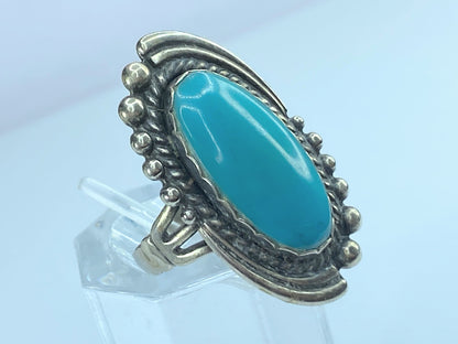 Vintage Southwestern Blue Turquoise rope & Bead accent ring