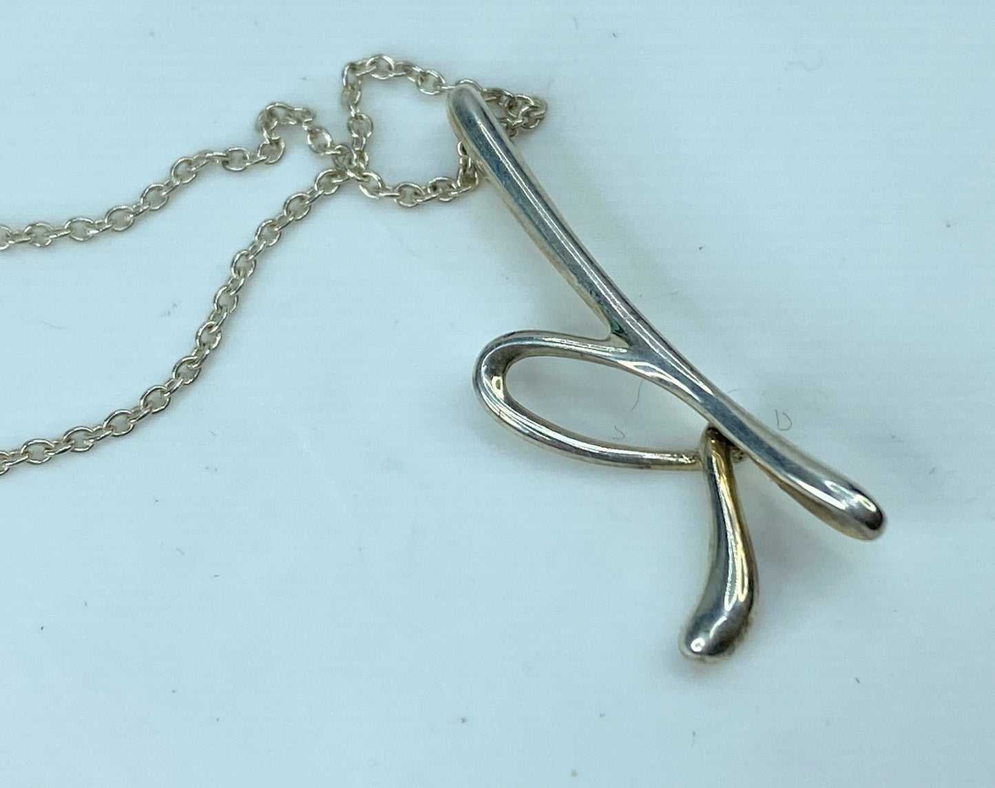 Tiffany & Co Elsa Peretti Alphabet Sterling Silver "k" Initial Necklace JR722