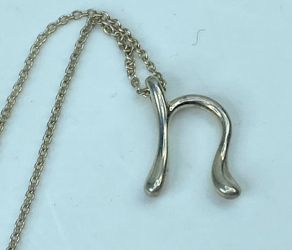 Tiffany & Co. Elsa Peretti Letter "n" sterling silver necklace 16" JR723