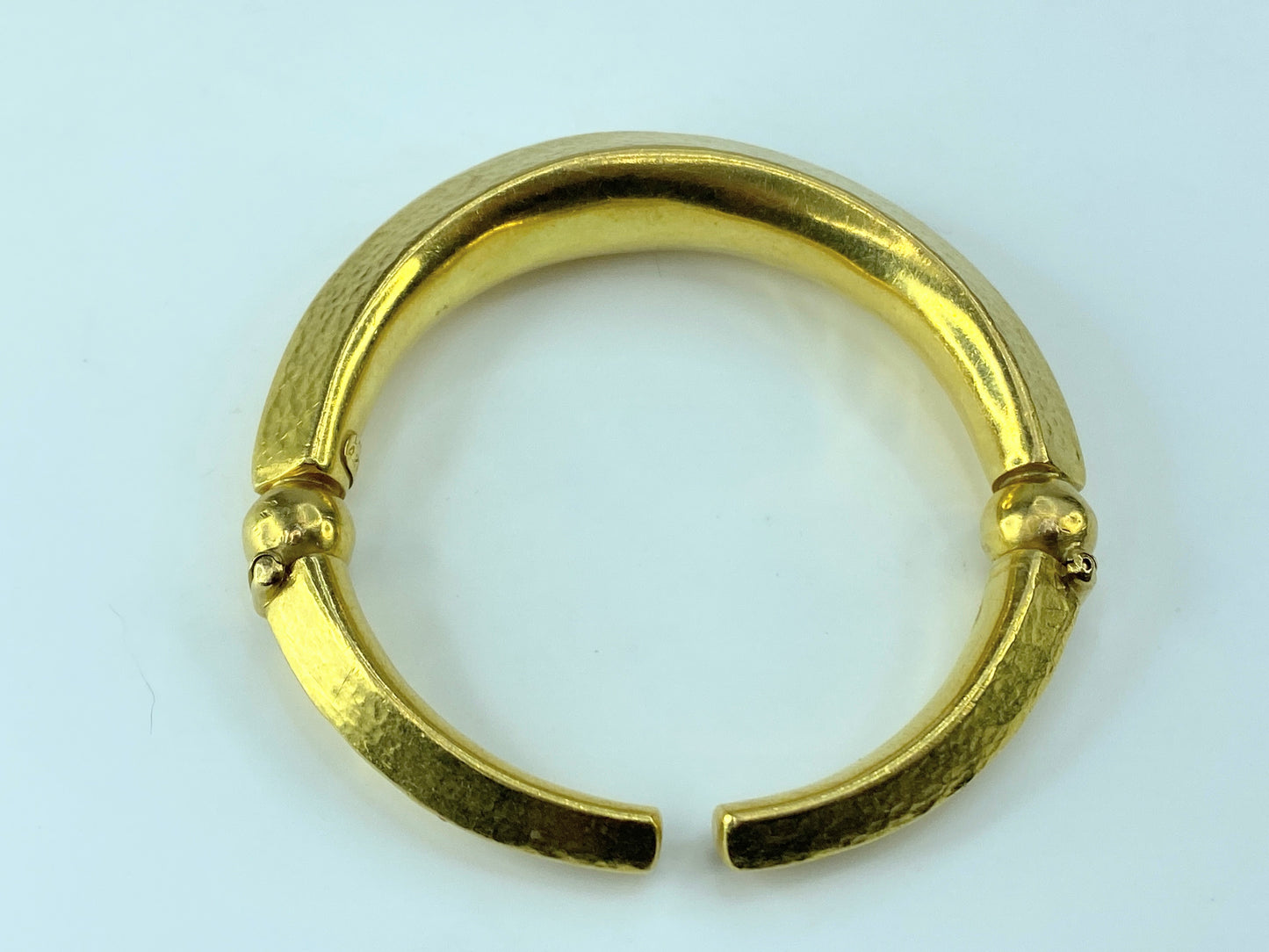 Neolithic bracelet by Lalaounis in hammered yellow gold 6.75" 45.3g JR98