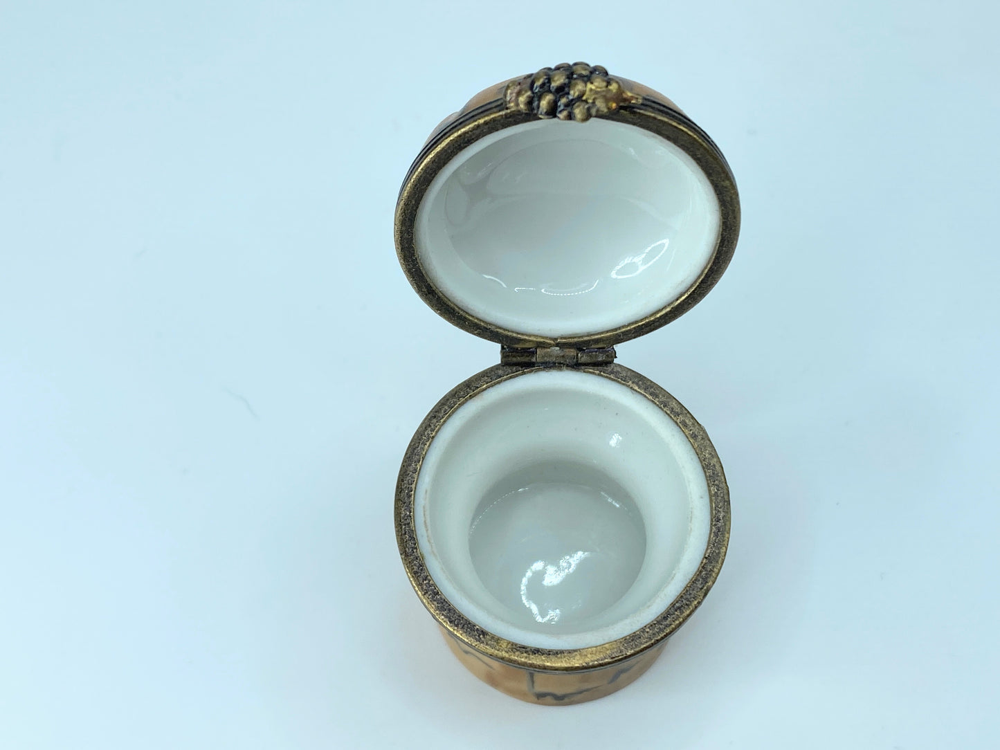 Limoges Porcelain Champagne Cork Pill Box FRANCE