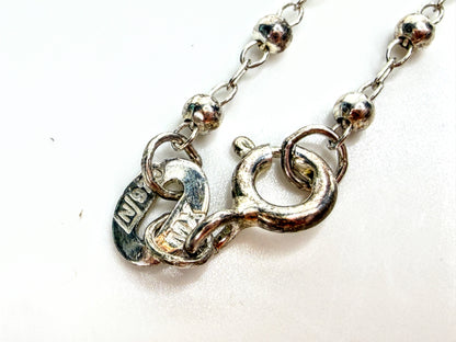Vintage 925 Sterling Silver Rosary Necklace Beaded Chain Cross Medal JR1936