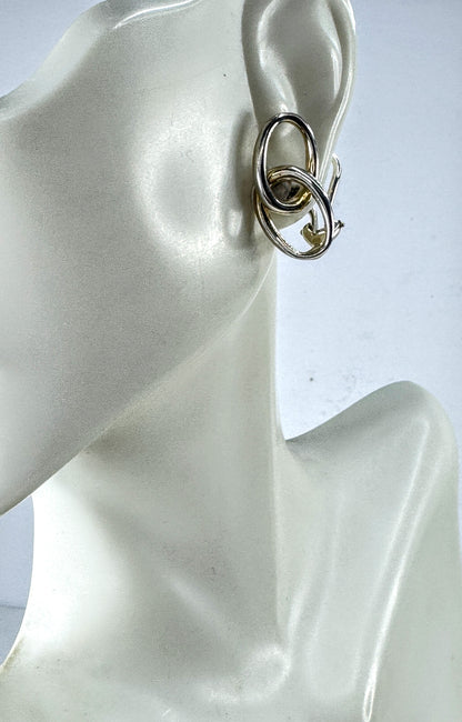 Tiffany & Co Elsa Peretti Interlocking Ovals Sterling Clip Earrings  5.3g JR2007