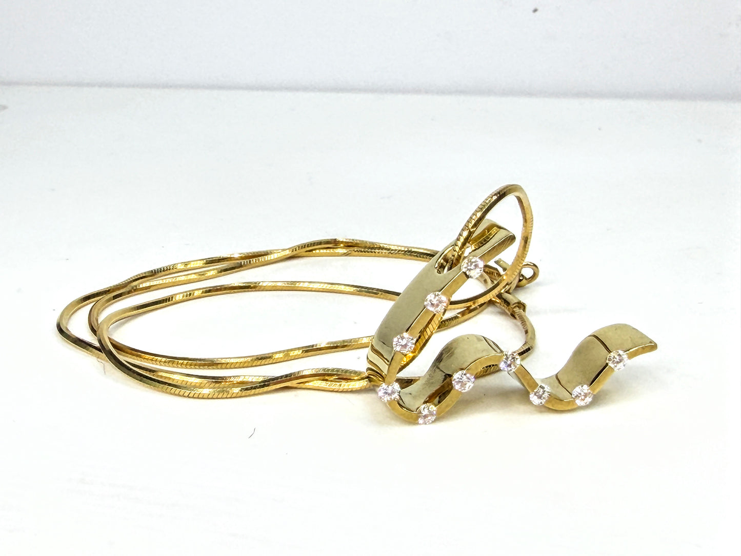 Michael Sugarman 18K Gold Diamond Meandering Pendant 14K Necklace JR1937