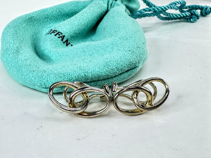 Tiffany & Co Elsa Peretti Interlocking Ovals Sterling Clip Earrings  5.3g JR2007