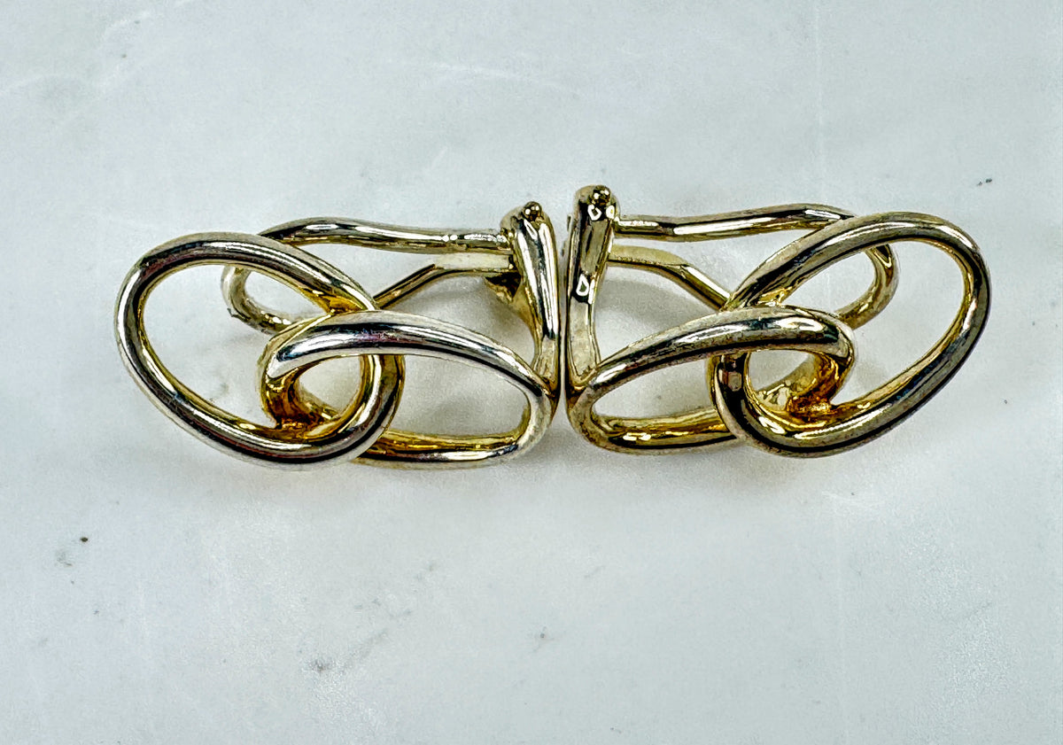 Tiffany & Co Elsa Peretti Interlocking Ovals Sterling Clip Earrings  5.3g JR2007