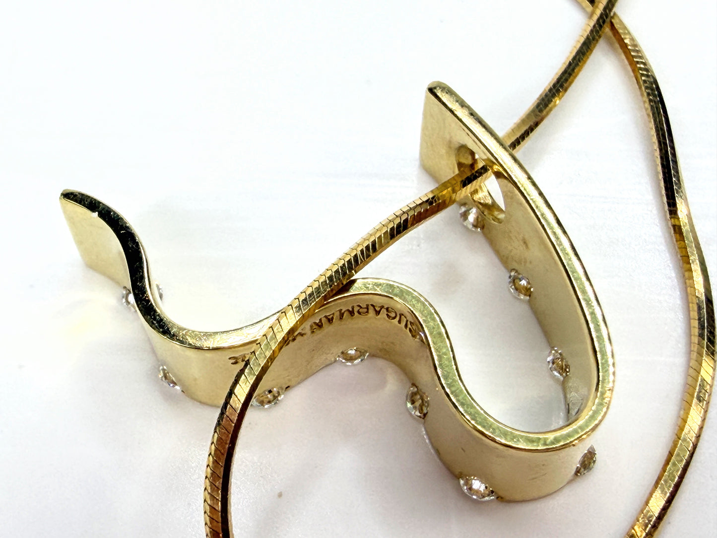 Michael Sugarman 18K Gold Diamond Meandering Pendant 14K Necklace JR1937