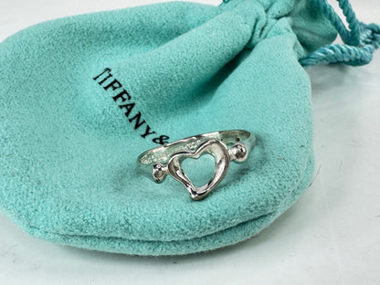 Tiffany & Co. Elsa Peretti Open Heart Sterling Silver Ring 7.5 2.4g JR2008