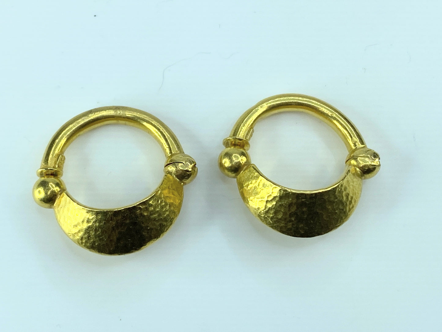 Neolithic Earrings by Lalaounis in hammered 22k yellow gold 30mm 18.7g JR100