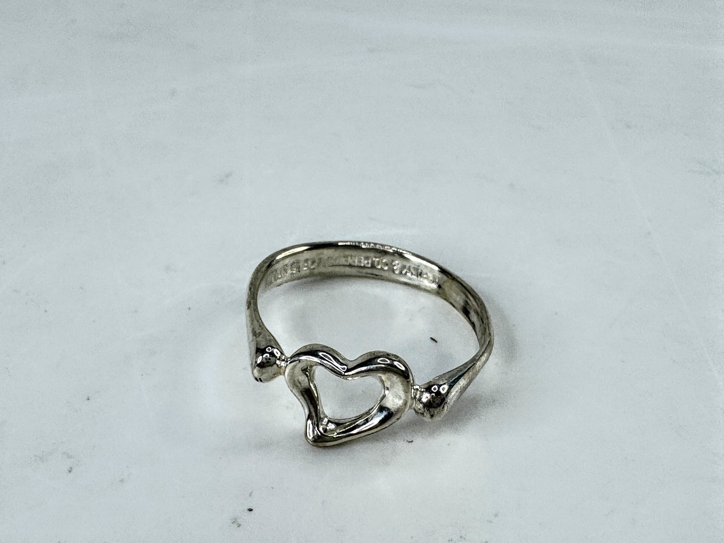 Tiffany & Co. Elsa Peretti Open Heart Sterling Silver Ring 7.5 2.4g JR2008