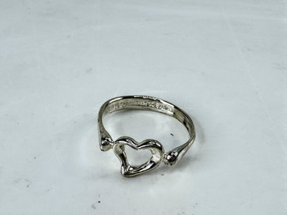 Tiffany & Co. Elsa Peretti Open Heart Sterling Silver Ring 7.5 2.4g JR2008