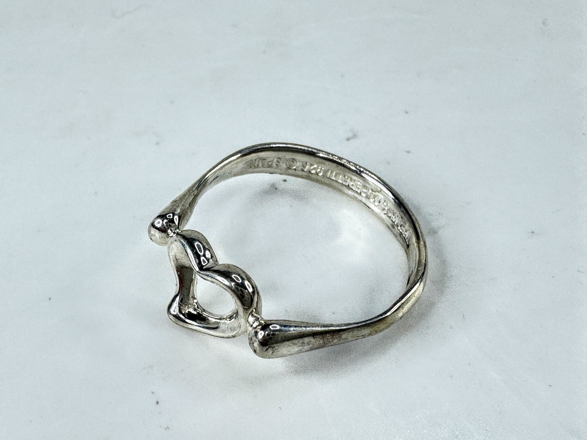 Tiffany & Co. Elsa Peretti Open Heart Sterling Silver Ring 7.5 2.4g JR2008
