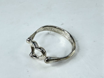 Tiffany & Co. Elsa Peretti Open Heart Sterling Silver Ring 7.5 2.4g JR2008