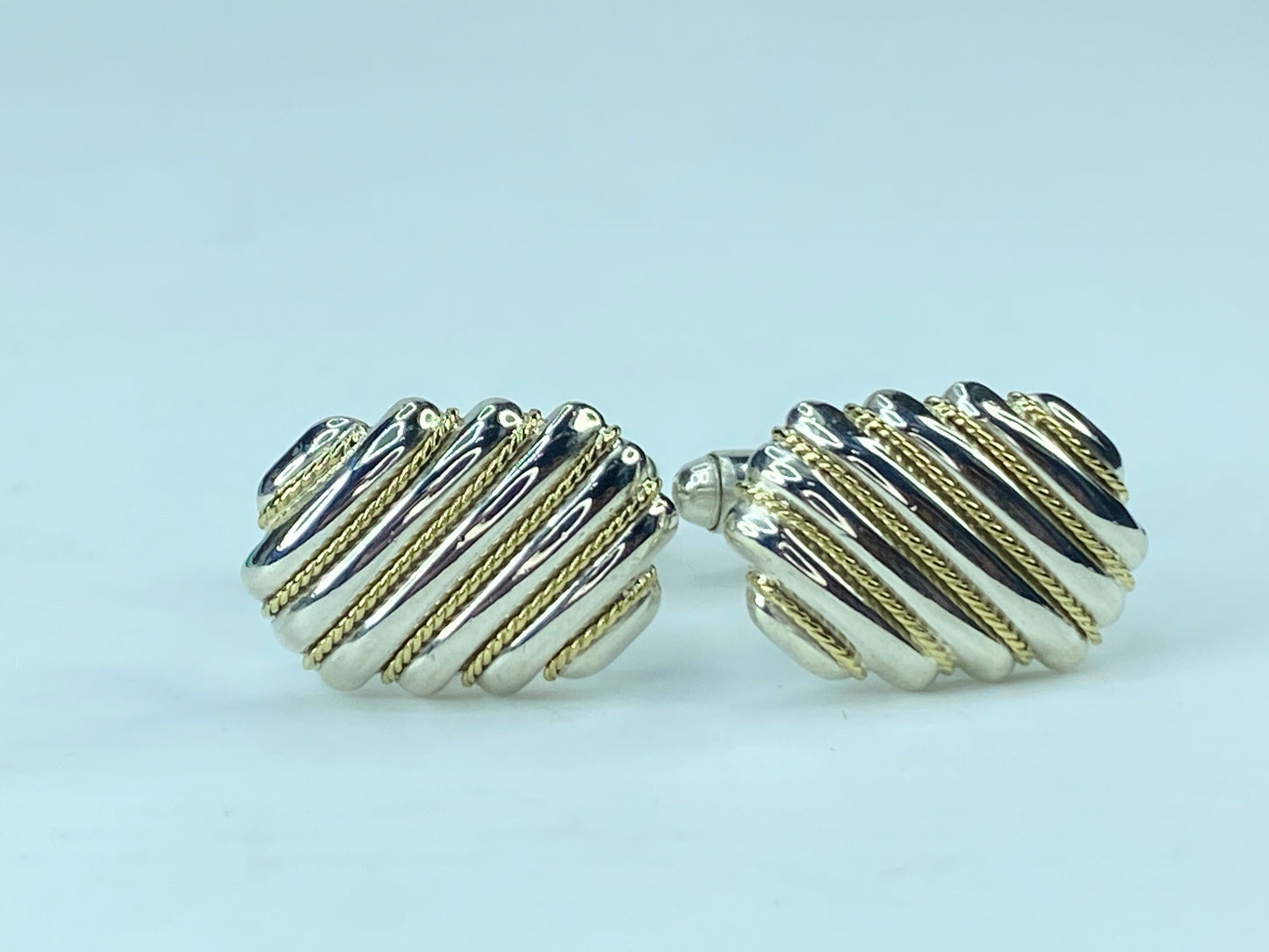 Tiffany & Co. Sterling Silver and 18K Gold "Shrimp Twist" CuffLink 14.3g JR9583