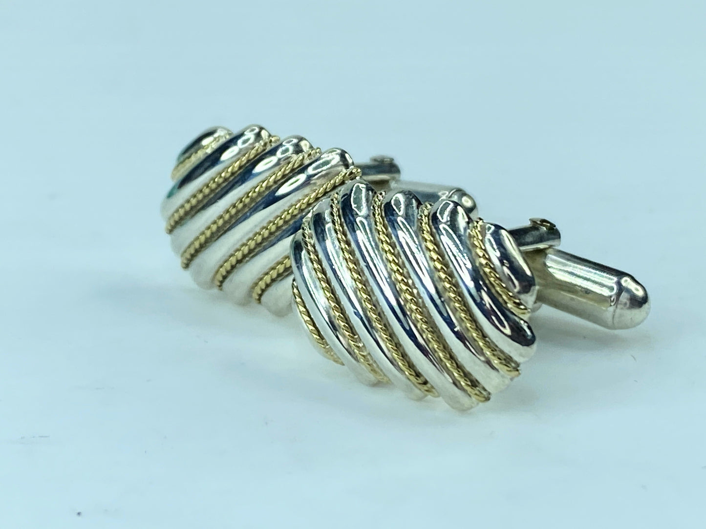 Tiffany & Co. Sterling Silver and 18K Gold "Shrimp Twist" CuffLink 14.3g JR9583