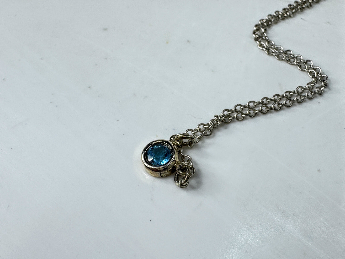 Tiffany & Co Elsa Peretti Color by the Yard Aquamarine Necklace 16.5" 1.4gJR2009