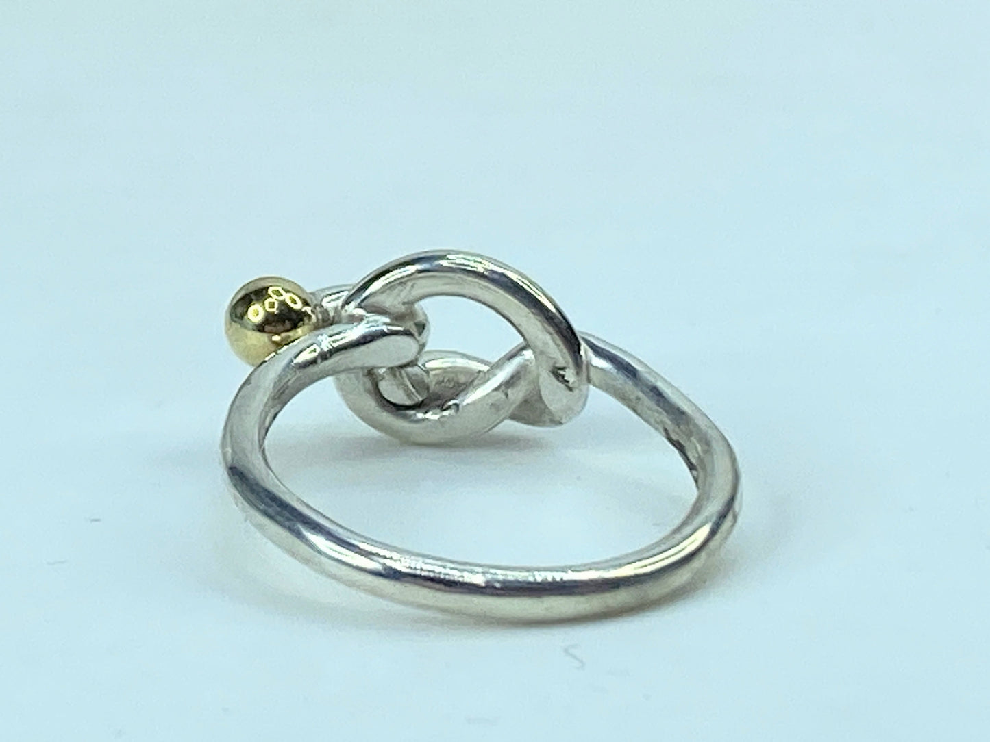 Tiffany & Co. Sterling Silver 18K Yellow Gold Love Knot Ring JR726