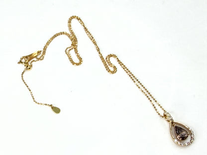 18K Gold 1.14ct Champagne Diamond Moving Teardrop Pendant Necklace JR1940