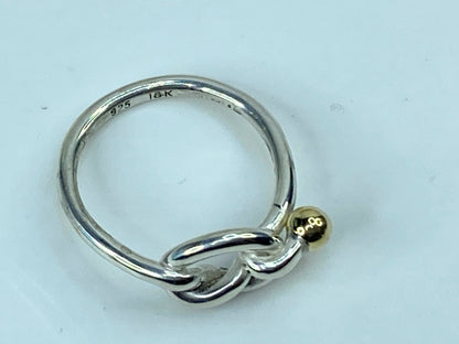 Tiffany & Co. Sterling Silver 18K Yellow Gold Love Knot Ring JR726