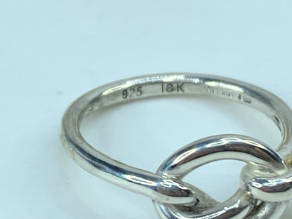 Tiffany & Co. Sterling Silver 18K Yellow Gold Love Knot Ring JR726