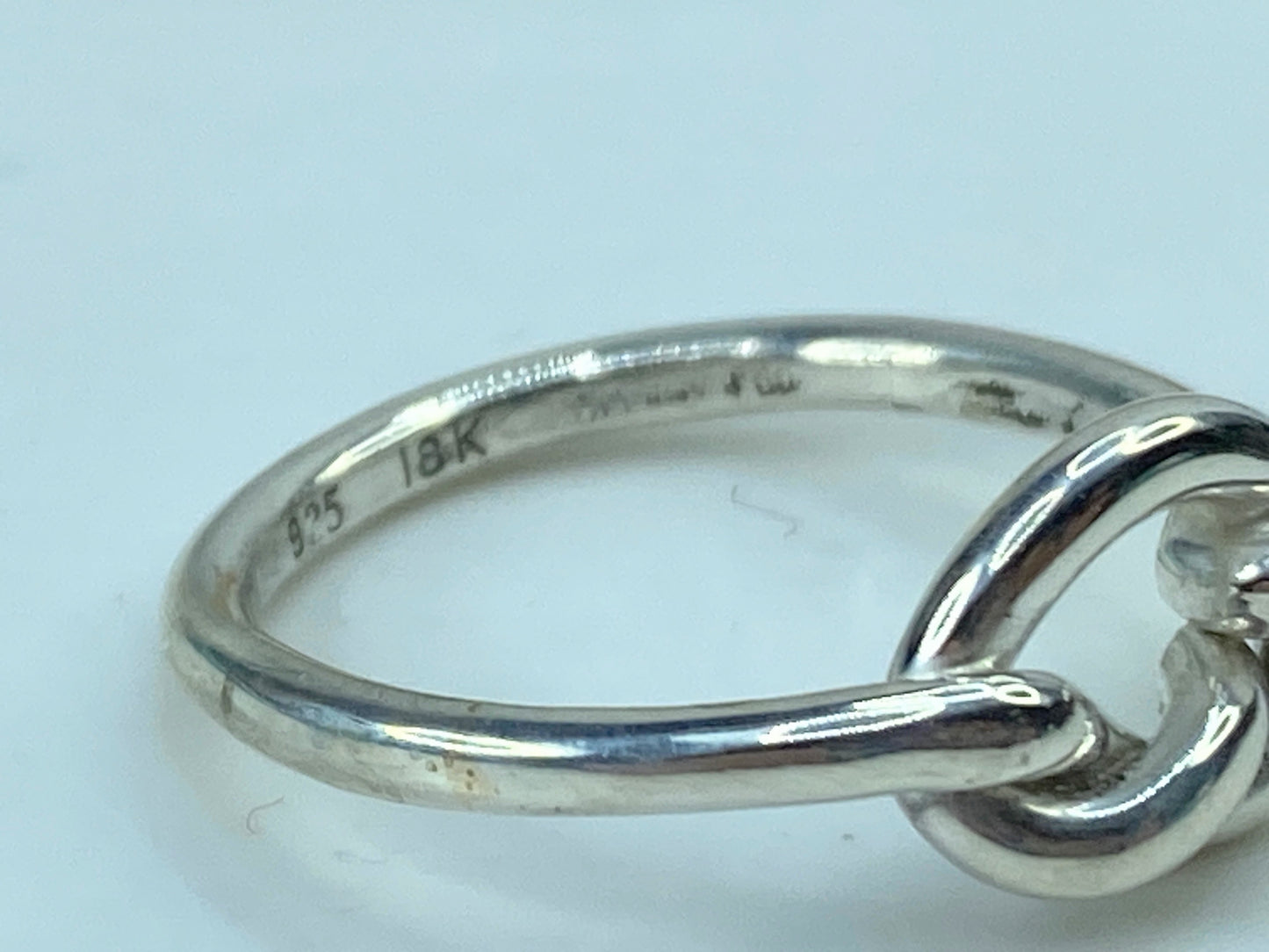 Tiffany & Co. Sterling Silver 18K Yellow Gold Love Knot Ring JR726