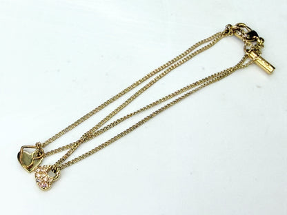 See by Chloé Gold Tone Double Chain Heart Charm Bracelet 6 1/4" GS849