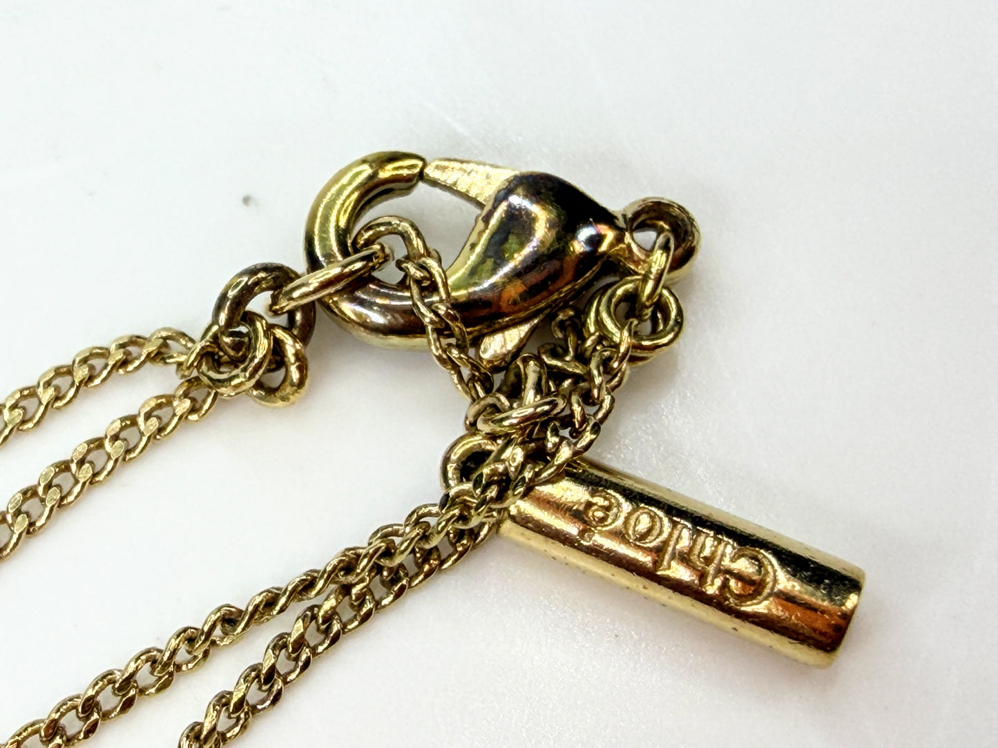 See by Chloé Gold Tone Double Chain Heart Charm Bracelet 6 1/4" GS849