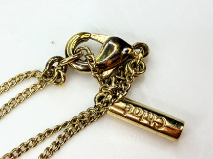 See by Chloé Gold Tone Double Chain Heart Charm Bracelet 6 1/4" GS849