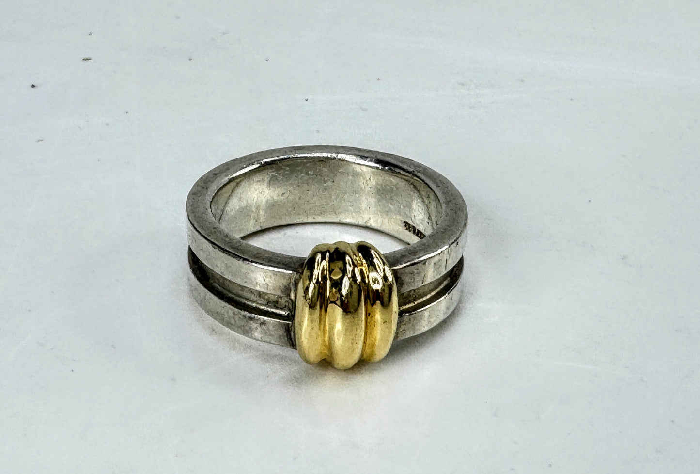 Tiffany & Co Rare Atlas 1995 Groove Love Band Ring Sterling 18K Gold 9.4g JR2013