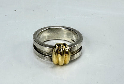 Tiffany & Co Rare Atlas 1995 Groove Love Band Ring Sterling 18K Gold 9.4g JR2013