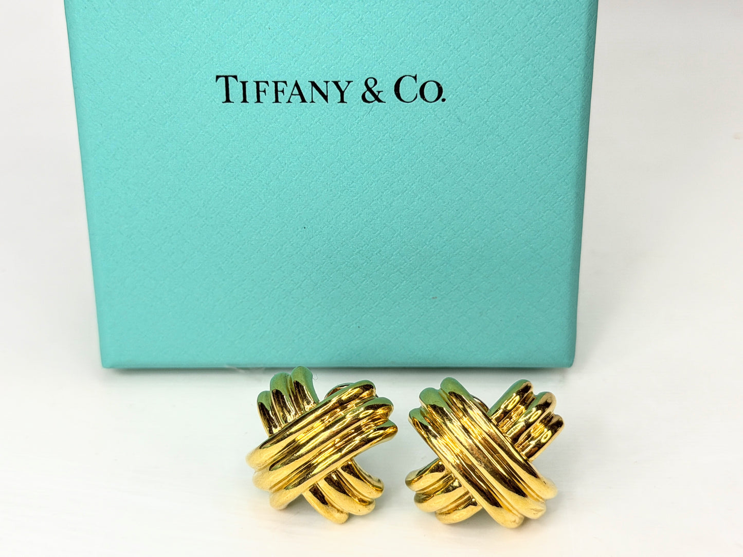 Vintage Tiffany & Co. Signature X 18K Yellow Gold Clip-On Earrings 23.4g JR1942