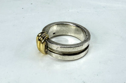 Tiffany & Co Rare Atlas 1995 Groove Love Band Ring Sterling 18K Gold 9.4g JR2013