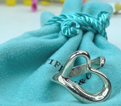 Tiffany & Co. Sterling Silver Elsa Peretti Open Heart Ring JR729