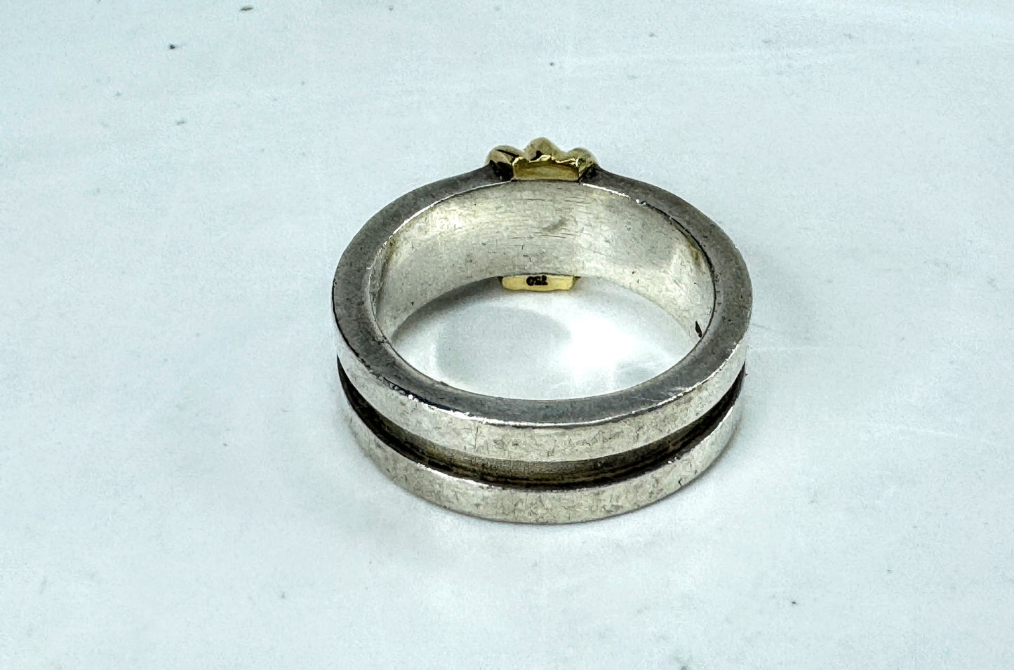 Tiffany & Co Rare Atlas 1995 Groove Love Band Ring Sterling 18K Gold 9.4g JR2013