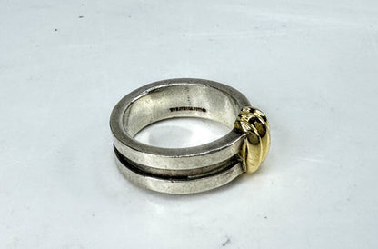 Tiffany & Co Rare Atlas 1995 Groove Love Band Ring Sterling 18K Gold 9.4g JR2013